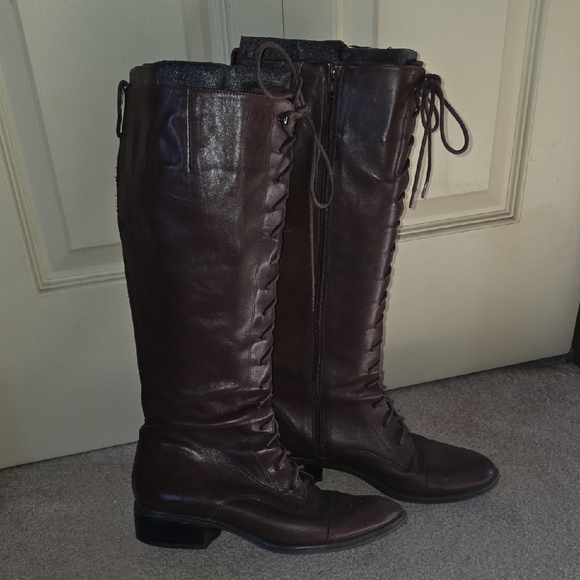 Ralph Lauren Dark Brown Lace-Up Boots - Picture 2 of 4
